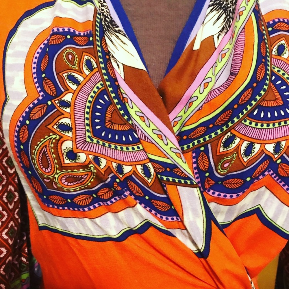 Patterned Colorful Kimono Robe Duster - Picture 4 of 8